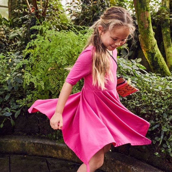 NWT! TEA COLLECTION Solid Hankerchief Hem Purple Dress 2 - Picture 2 of 8